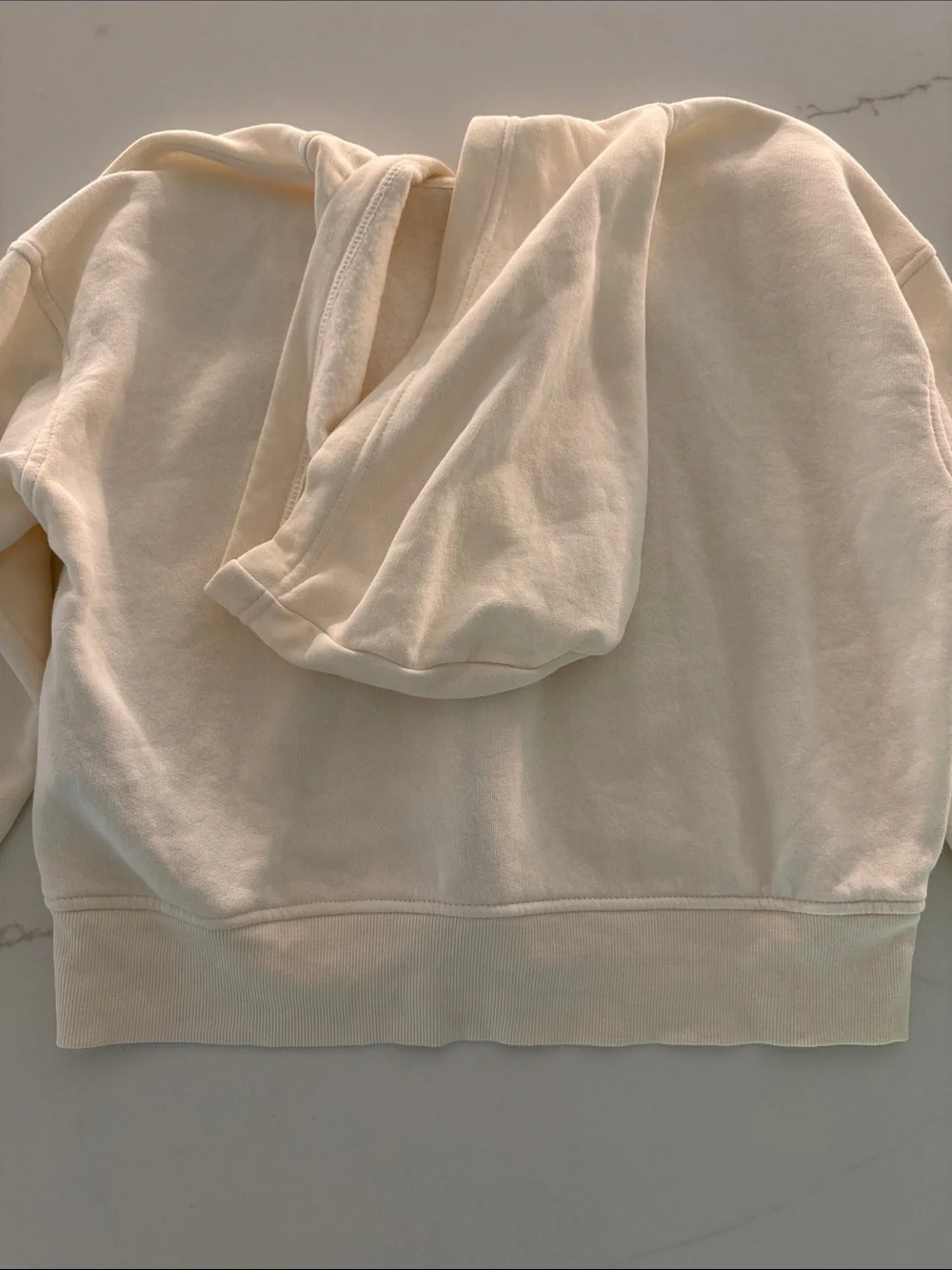 Old Navy Cream Zip Hoodie with Lavender Checkered Heart